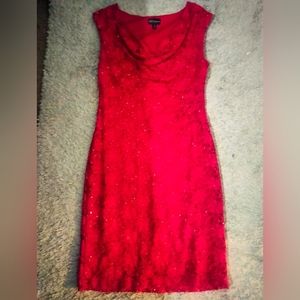 Red,lace with red sequin dress